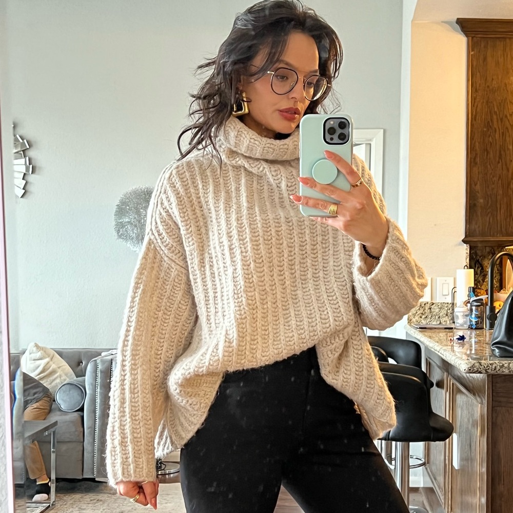 Free People sweater in nude cream